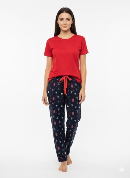 Pantaloni cu imprimeu de Crăciun pentru dame