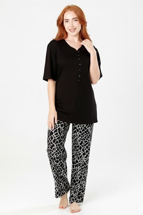 Pijama din bumbac, cu mânecă scurtă pentru dame